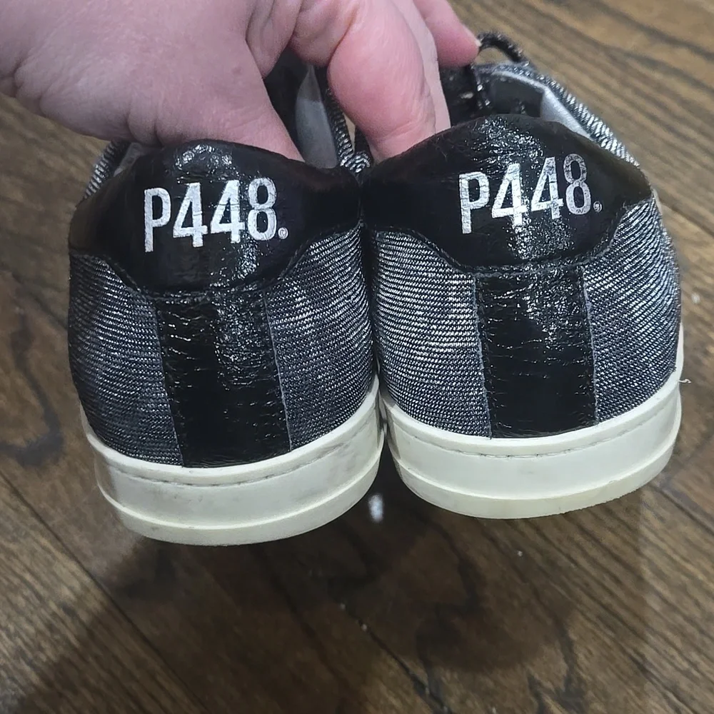 P448 John Glam Glitter Leopard Grey Black Sneakers Size 41